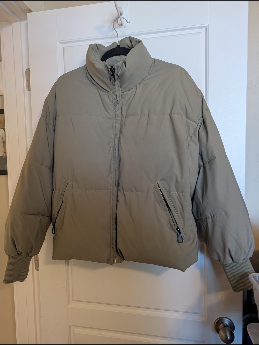 MEROKEETY Womens Winter Puffer Baggy Zip Short Down Coat Medium Olive Green